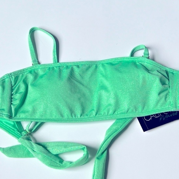 California Waves Junior's Metallic Shine Bandeau Bikini Top Swimsuit Green S - Picture 6 of 10